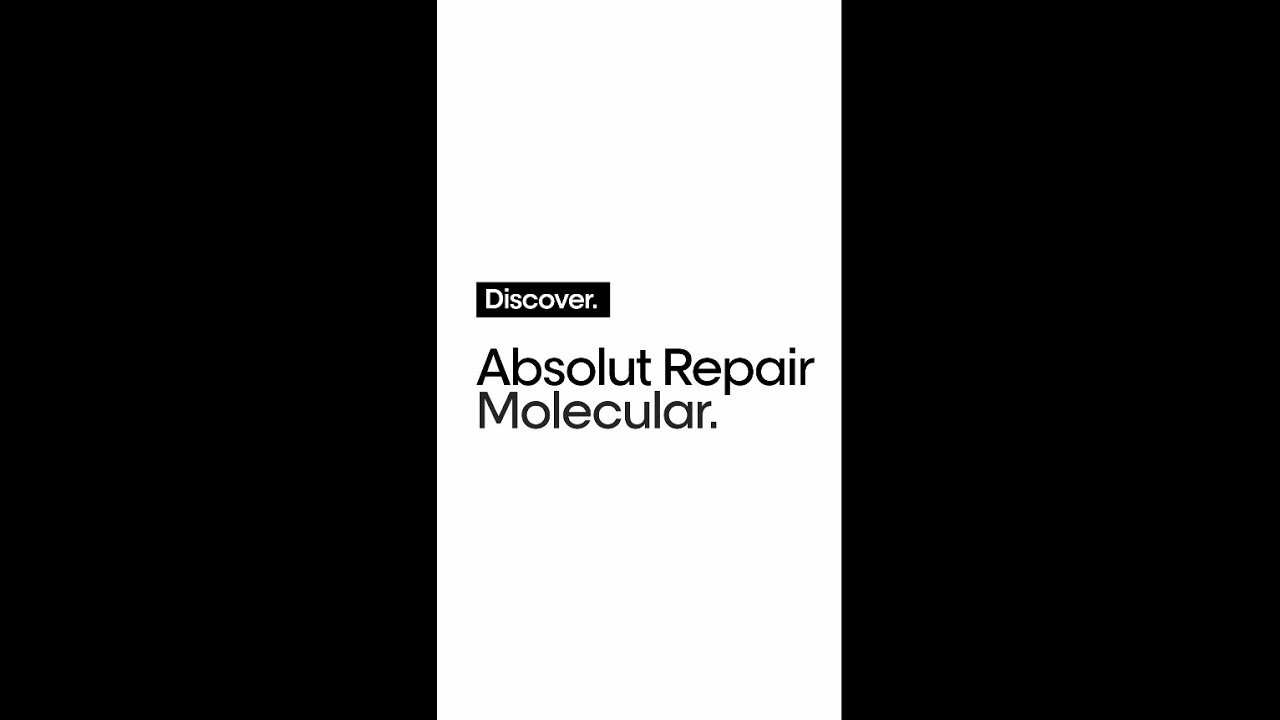 Biały plakat reklamowy z napisem „Discover. Absolut Repair Molecular.”