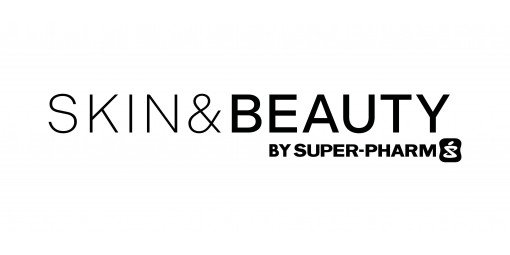Logo SKIN&BEAUTY BY SUPER-PHARM na białym tle.